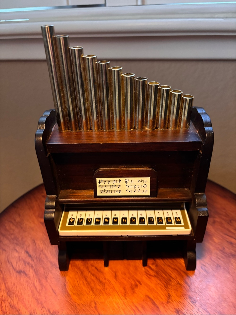 Vintage George Good 1981 Box Piano Organ miniature dollhouse figure plays music